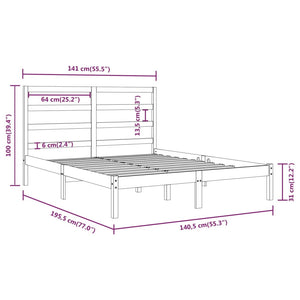 vidaXL Lit en bois massif 135x190 cm