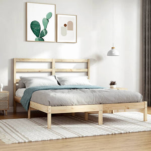 vidaXL Lit en bois massif 135x190 cm