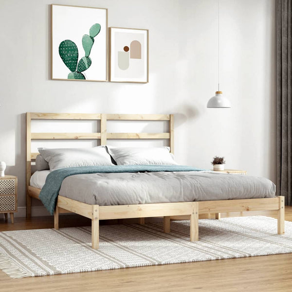 vidaXL Lit en bois massif 135x190 cm