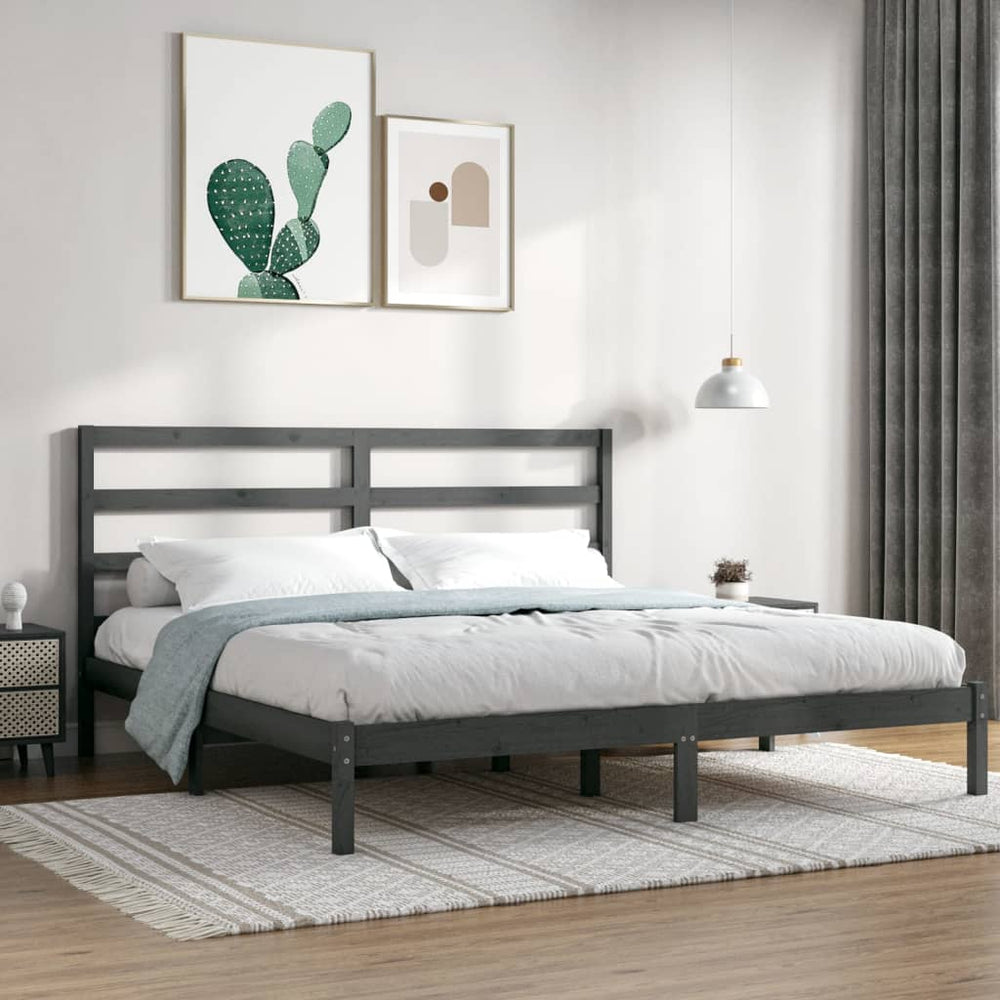 vidaXL Solid Wood Bed Grey Pine 200x200 cm