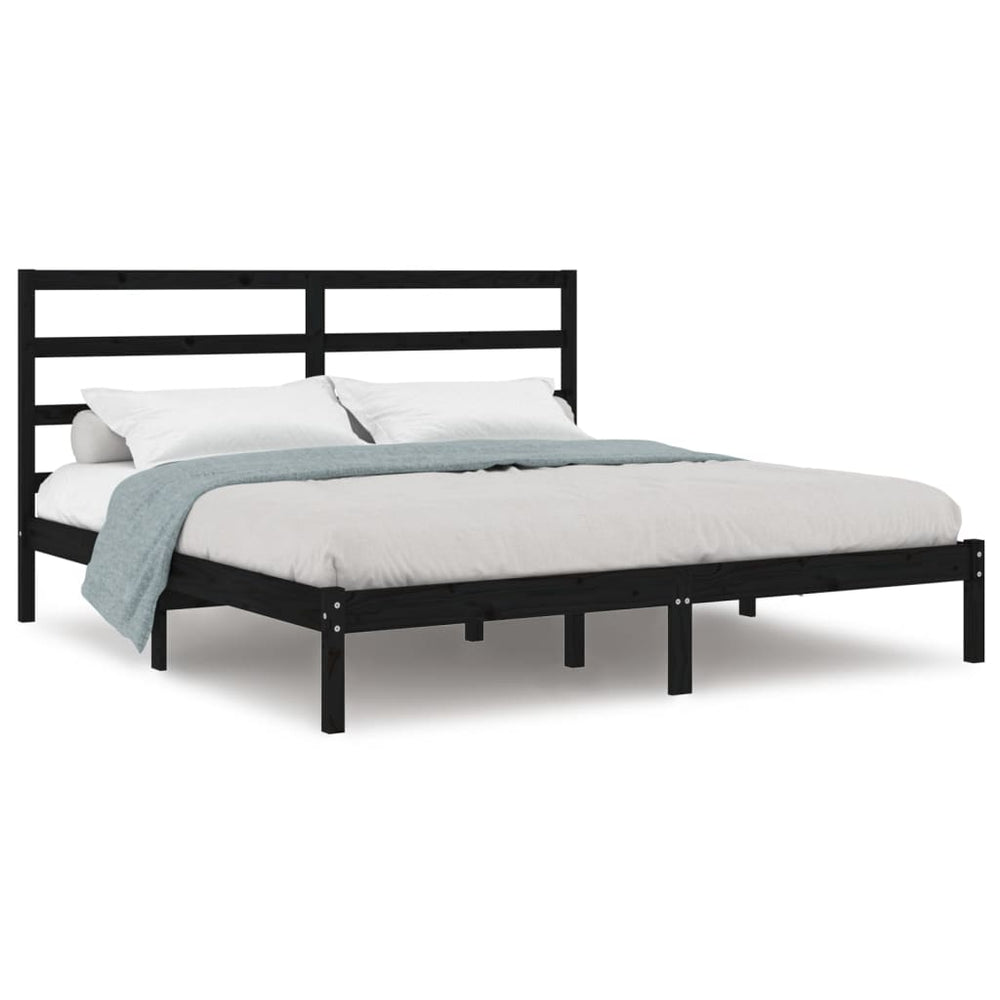 vidaXL Solid Wood Bed Black Pine 200x200 cm