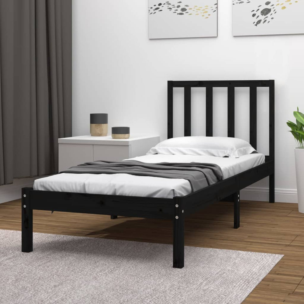 vidaXL Solid Wood Bed Black Pine 75x190 cm
