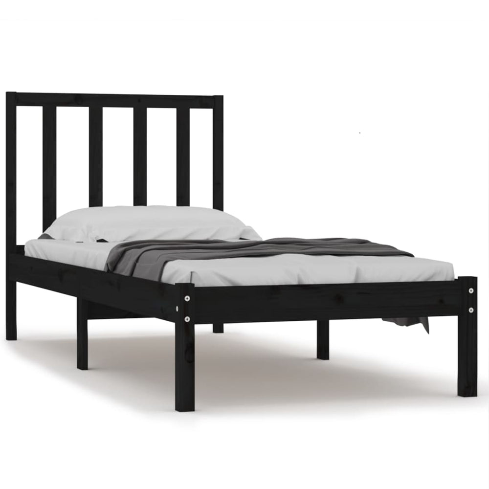 vidaXL Solid Wood Bed Black Pine 90x190 cm