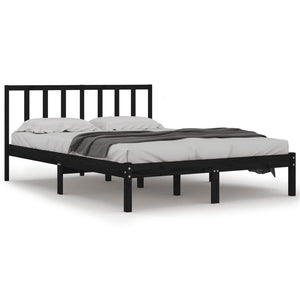 Massivholzbett Schwarz Kiefer 135x190 cm