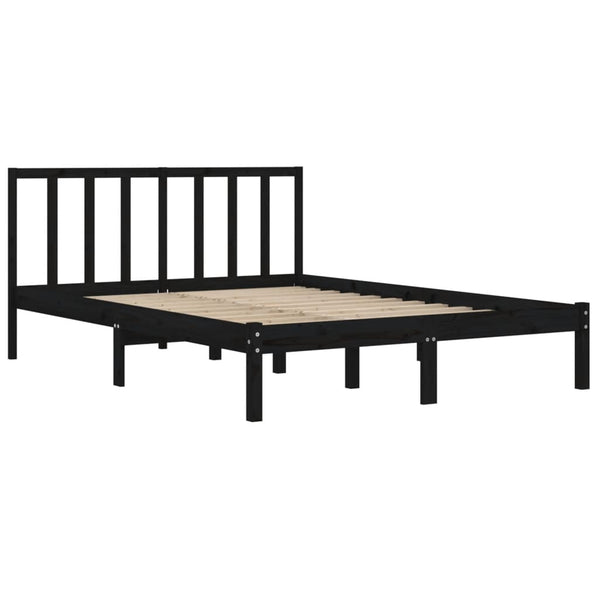 Massivholzbett Schwarz Kiefer 135x190 cm