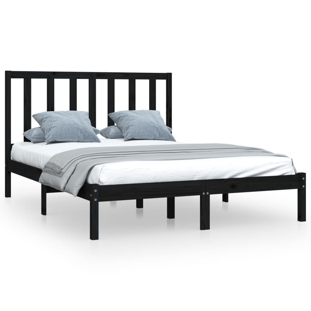 vidaXL Solid Wood Bed Black Pine 140x190 cm