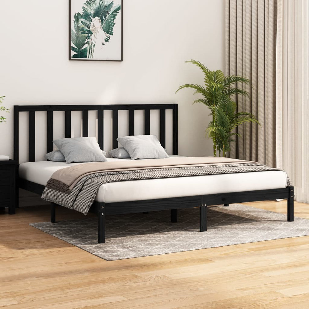 vidaXL Solid Wood Bed Black Pine 200x200 cm