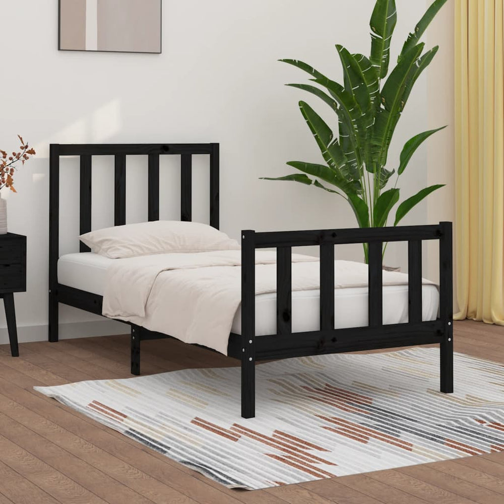 vidaXL Solid Wood Bed Black 75x190 cm