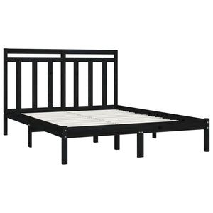 Massivholzbett Schwarz 150x200 cm