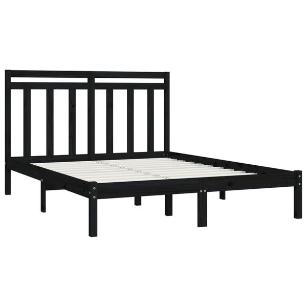 Massivholzbett Schwarz 150x200 cm