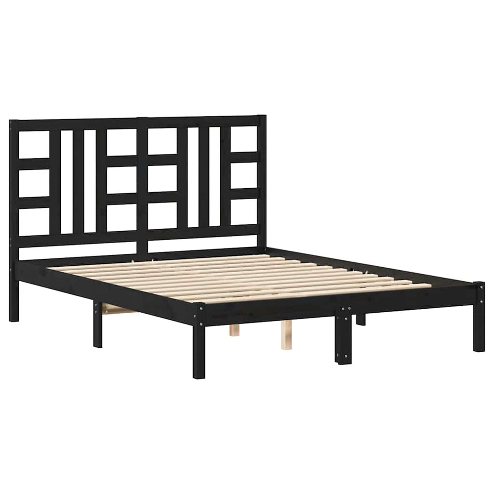 Massivholzbett Schwarz 140x190 cm