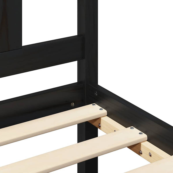 Massivholzbett Schwarz 140x190 cm