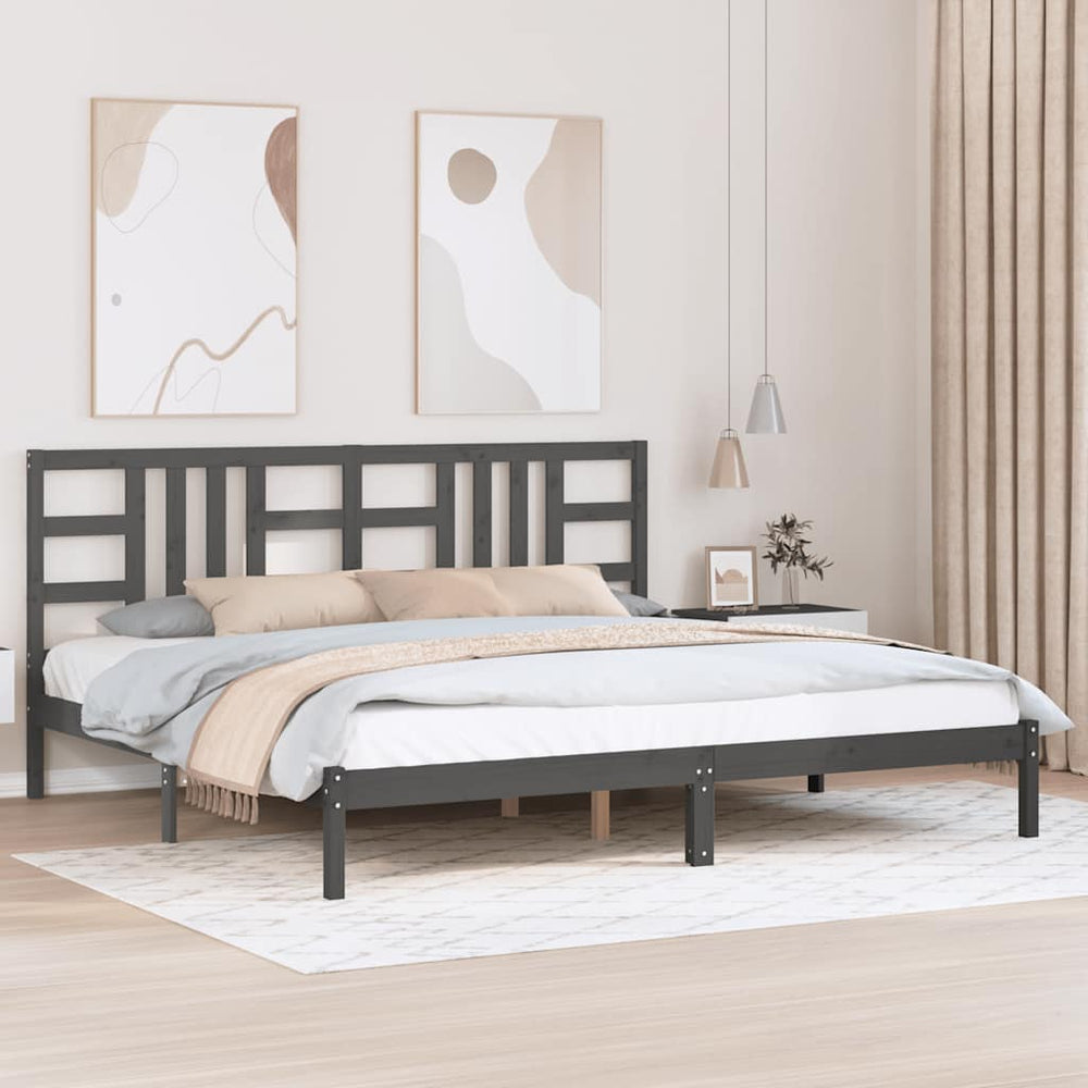Massivholzbett Grau 200x200 cm