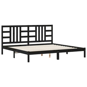 Massivholzbett Schwarz 200x200 cm