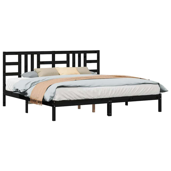 Massivholzbett Schwarz 200x200 cm