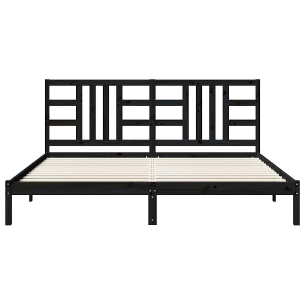 Massivholzbett Schwarz 200x200 cm
