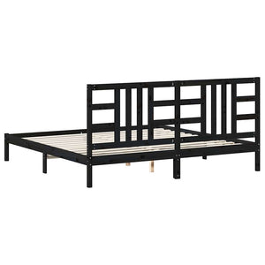 Massivholzbett Schwarz 200x200 cm