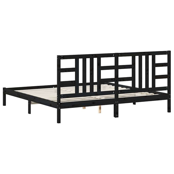 Massivholzbett Schwarz 200x200 cm