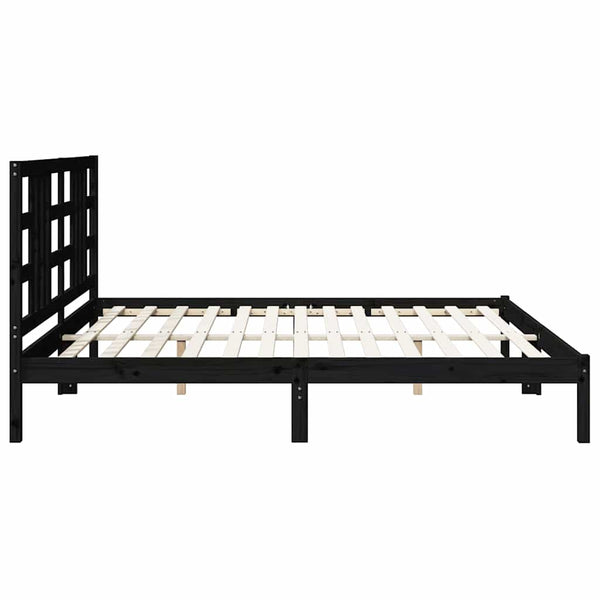 Massivholzbett Schwarz 200x200 cm