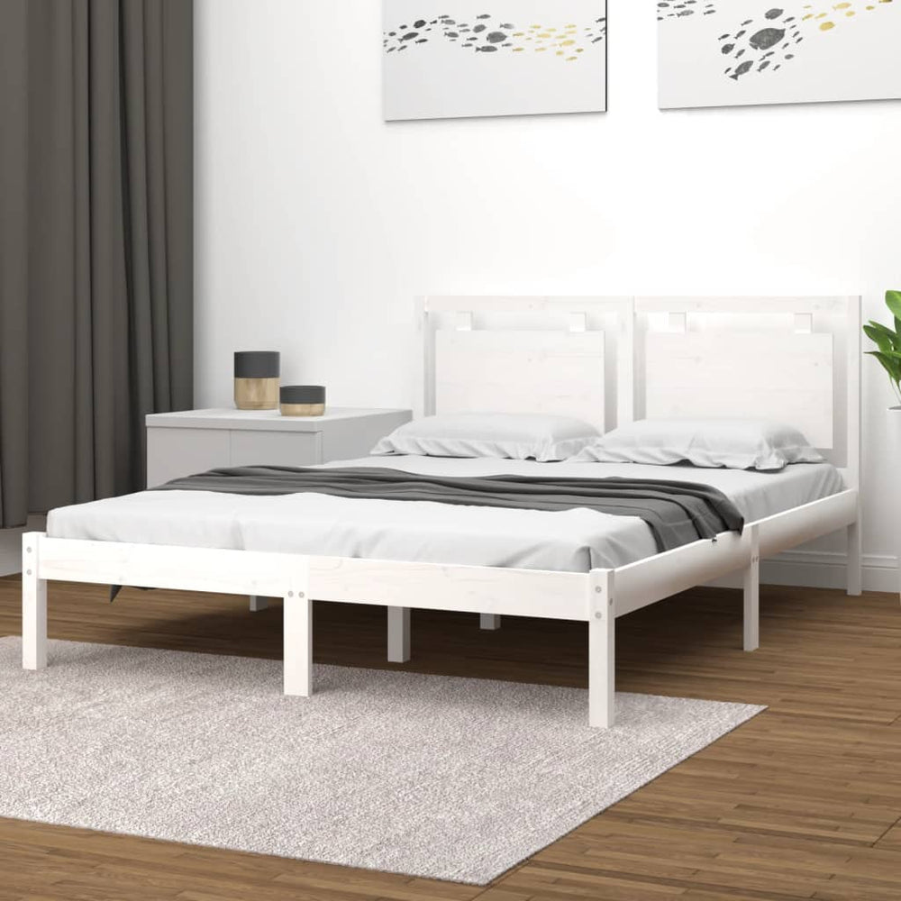vidaXL Solid Pine Bed White 120x200 cm
