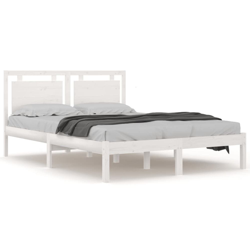 vidaXL Solid Wood Bed White 140x200 cm