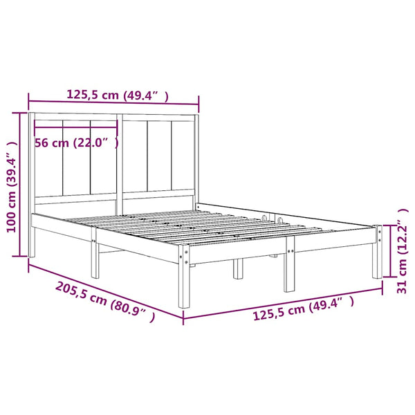 Massivholzbett ohne Matratze 120x200 cm Kiefernholz