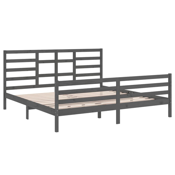 Massivholzbett Grau 200x200 cm