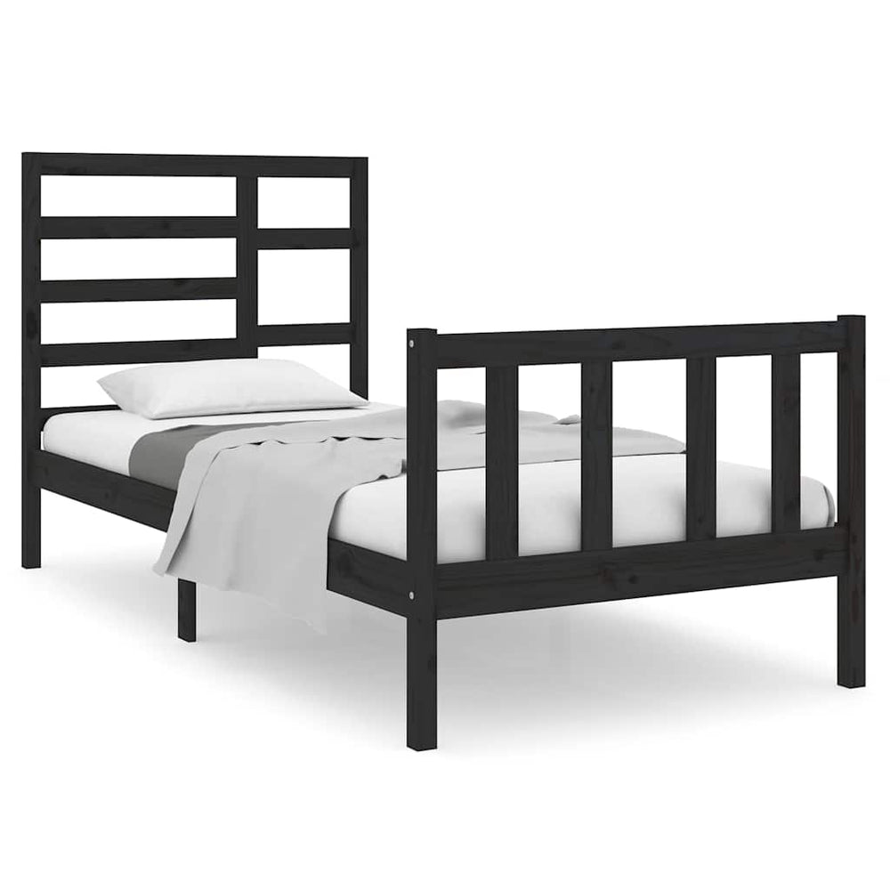 Massivholzbett ohne Matratze Schwarz 75x190 cm