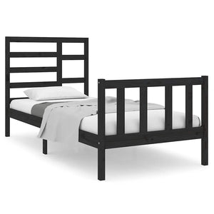 Massivholzbett ohne Matratze Schwarz 75x190 cm