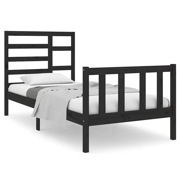Massivholzbett ohne Matratze Schwarz 75x190 cm