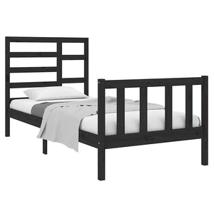 Massivholzbett ohne Matratze Schwarz 75x190 cm