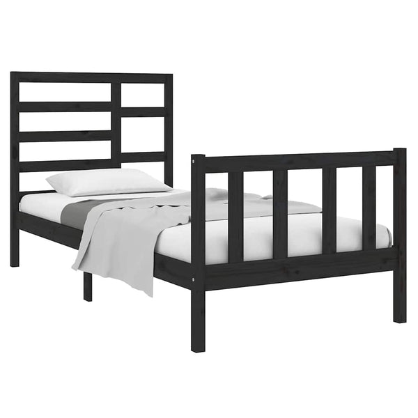 Massivholzbett ohne Matratze Schwarz 75x190 cm