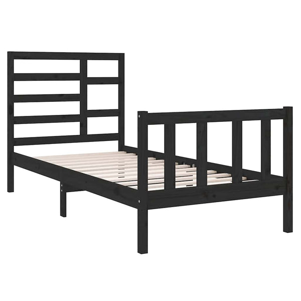 Massivholzbett ohne Matratze Schwarz 75x190 cm