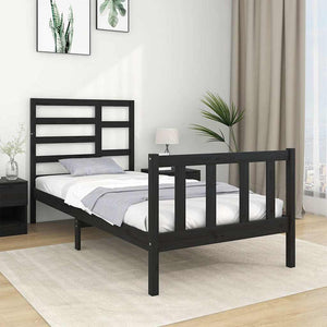 Massivholzbett ohne Matratze Schwarz 75x190 cm