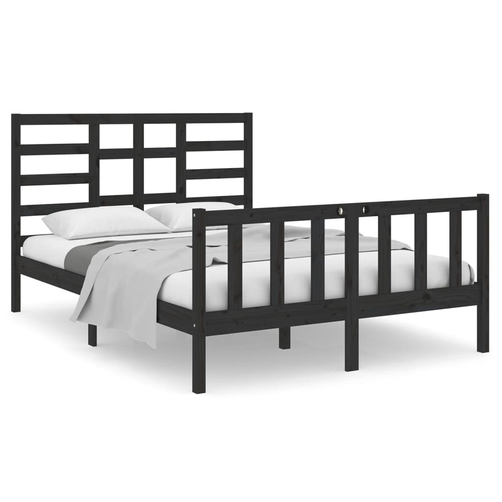 Massivholzbett Schwarz 135x190 cm