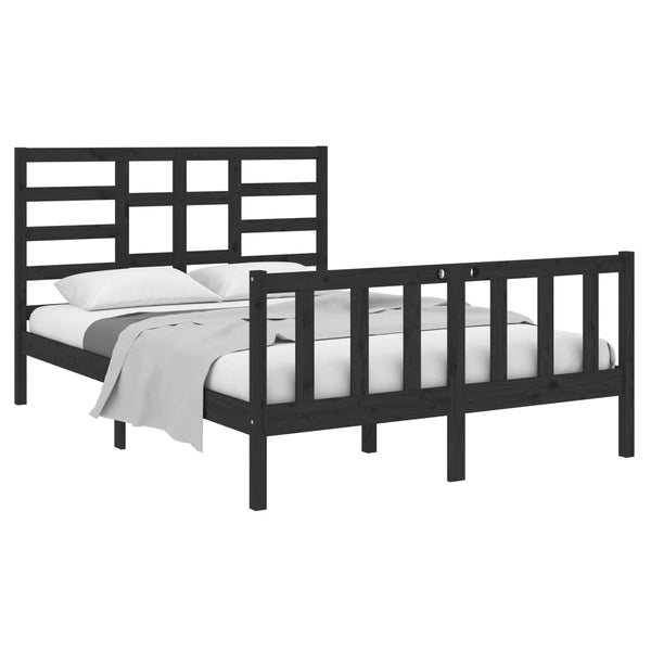 Massivholzbett Schwarz 135x190 cm