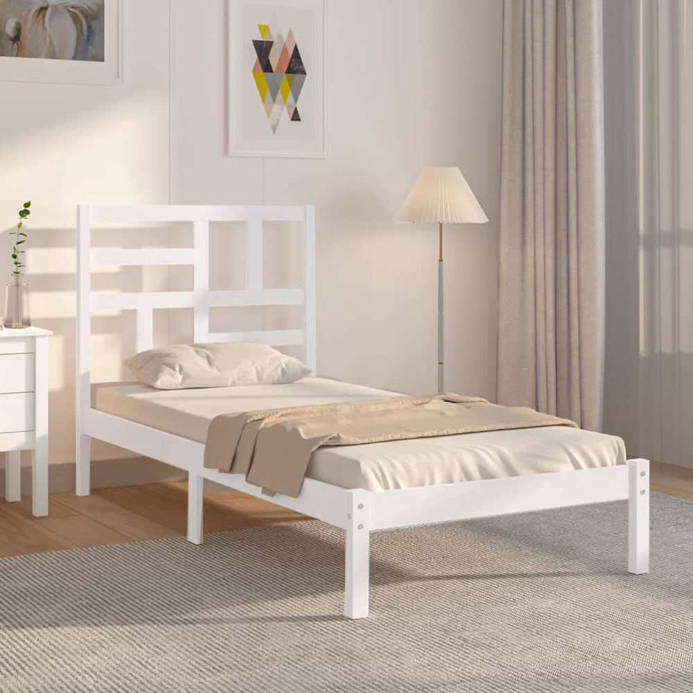Massivholzbett ohne Matratze Weiß 75x190 cm