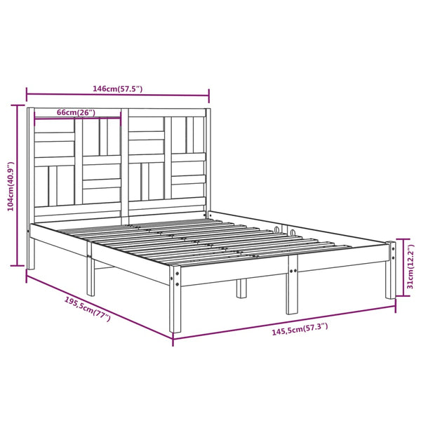 Massivholzbett Weiß 140x190 cm