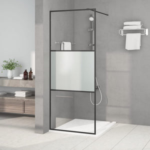 Duschwand für Begehbare Dusche Schwarz 80x195 cm Halbmatt ESG