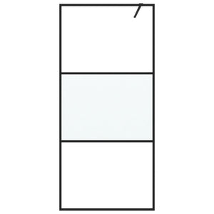 Duschwand für Begehbare Dusche Schwarz 90x195cm Halbmatt ESG