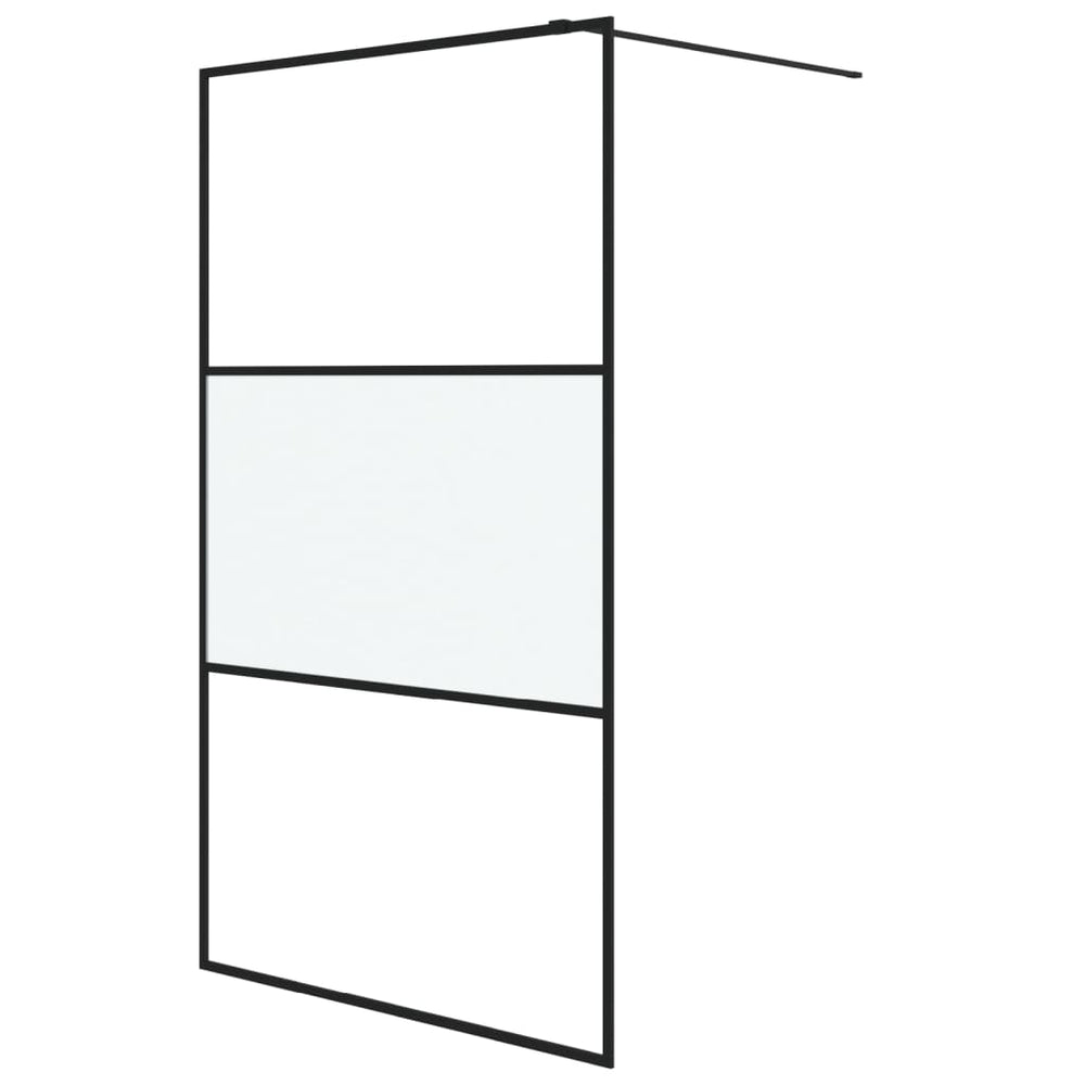 Duschwand für Begehbare Dusche Schwarz 115x195 cm Halbmatt ESG