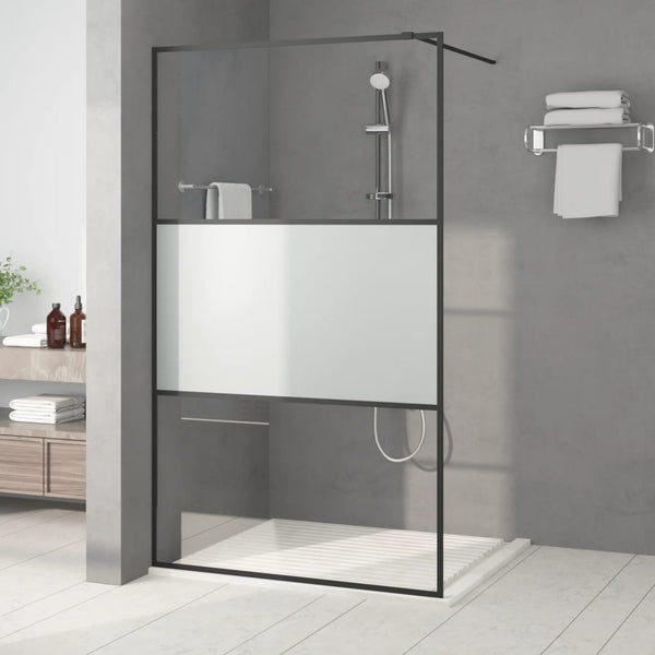 Duschwand für Begehbare Dusche Schwarz 115x195 cm Halbmatt ESG