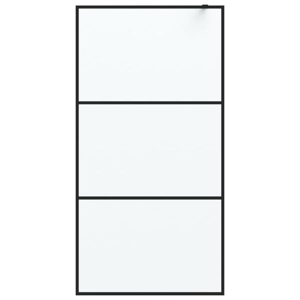 Duschwand für Walk-In Dusche Schwarz 100x195 cm ESG Mattiert