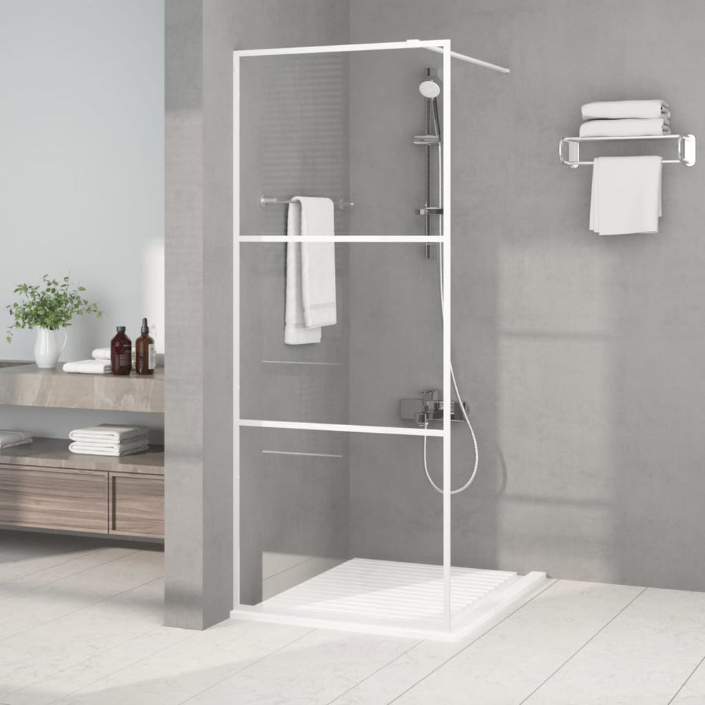 Duschwand für Begehbare Dusche Weiß 80x195 cm ESG-Klarglas