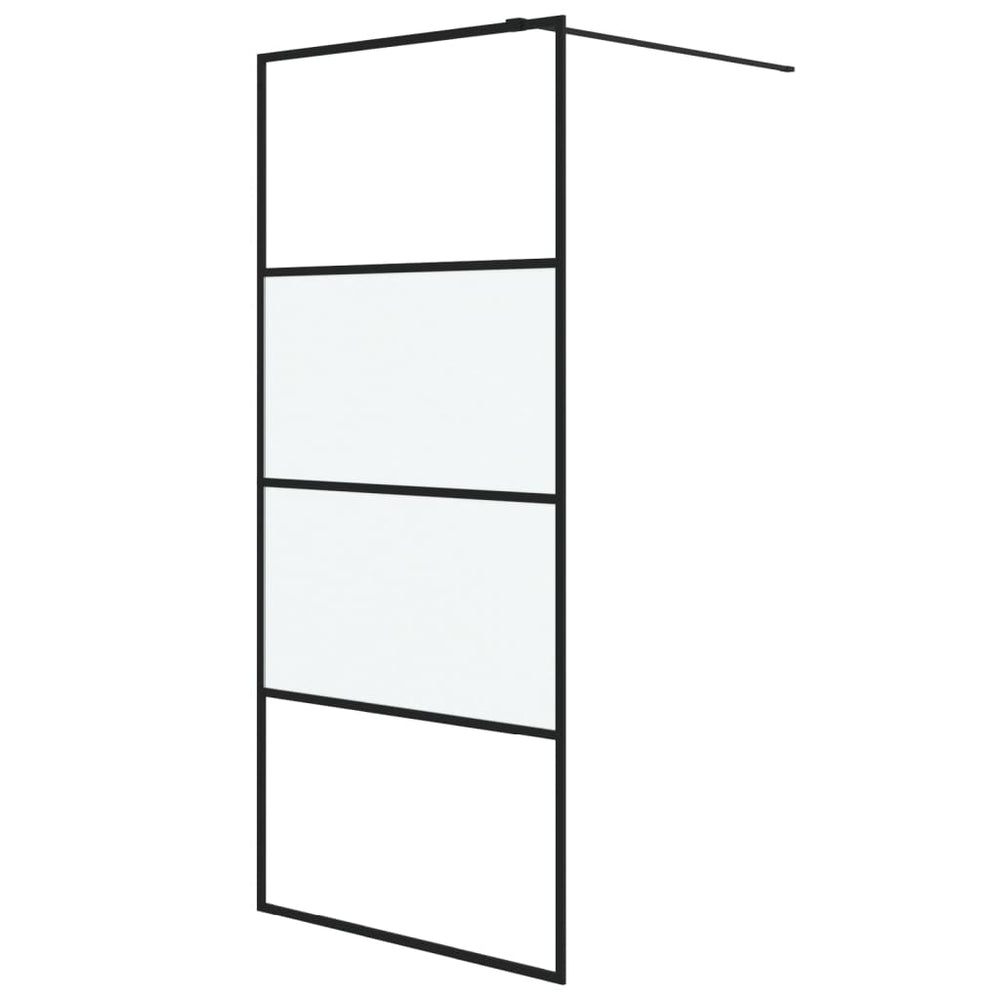 Duschwand für Begehbare Dusche Schwarz 90x195cm Halbmatt ESG