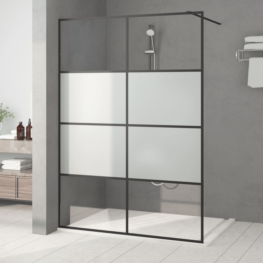 vidaXL Paroi de douche à l'italienne noir mat 140x195 cm verre ESG