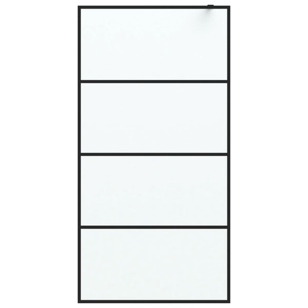Duschwand für Walk-In Dusche Schwarz 100x195 cm ESG Mattiert