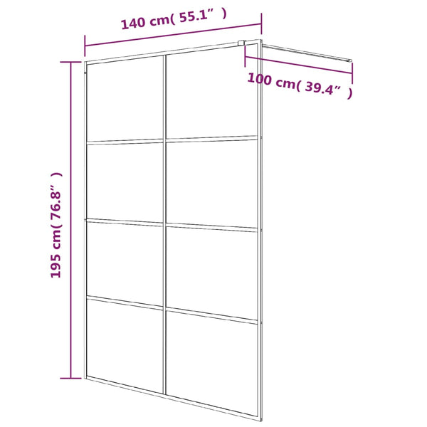 Duschwand für Begehbare Dusche Silbern 140x195 cm ESG-Klarglas