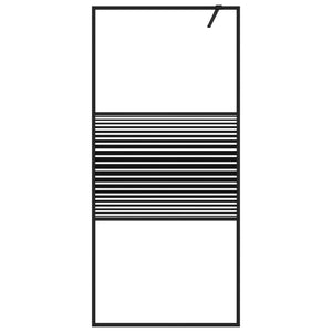 Duschwand für Begehbare Dusche Schwarz 90x195 cm ESG-Glas Klar