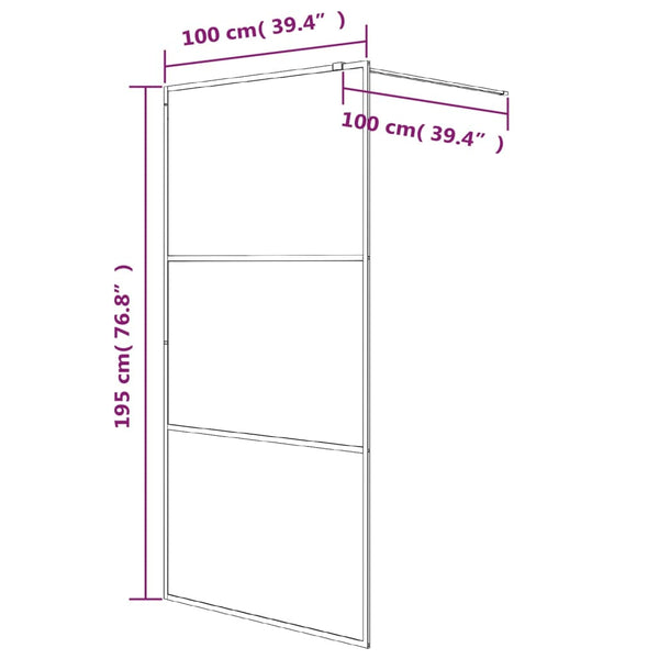 Duschwand für Begehbare Dusche Schwarz 100x195 cm ESG-Glas Klar